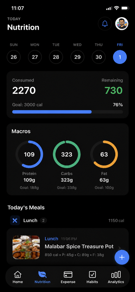 Nutrition tracking with AI food scanning